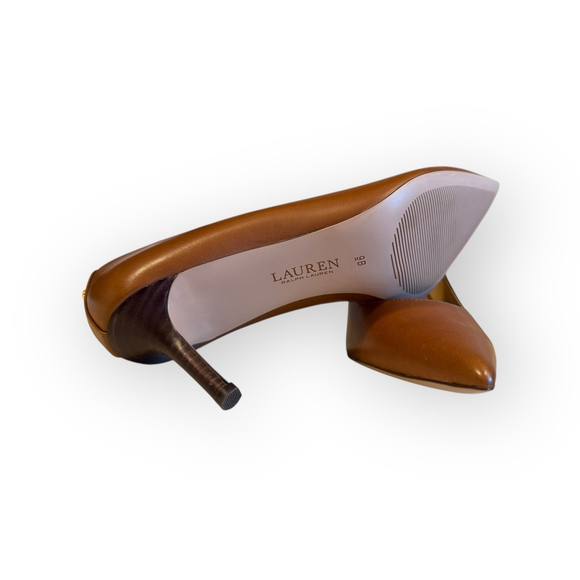 Lauren Ralph Lauren Lanette Leather Pumps Polo Tan Women’s 9B New in Box - Picture 2 of 9